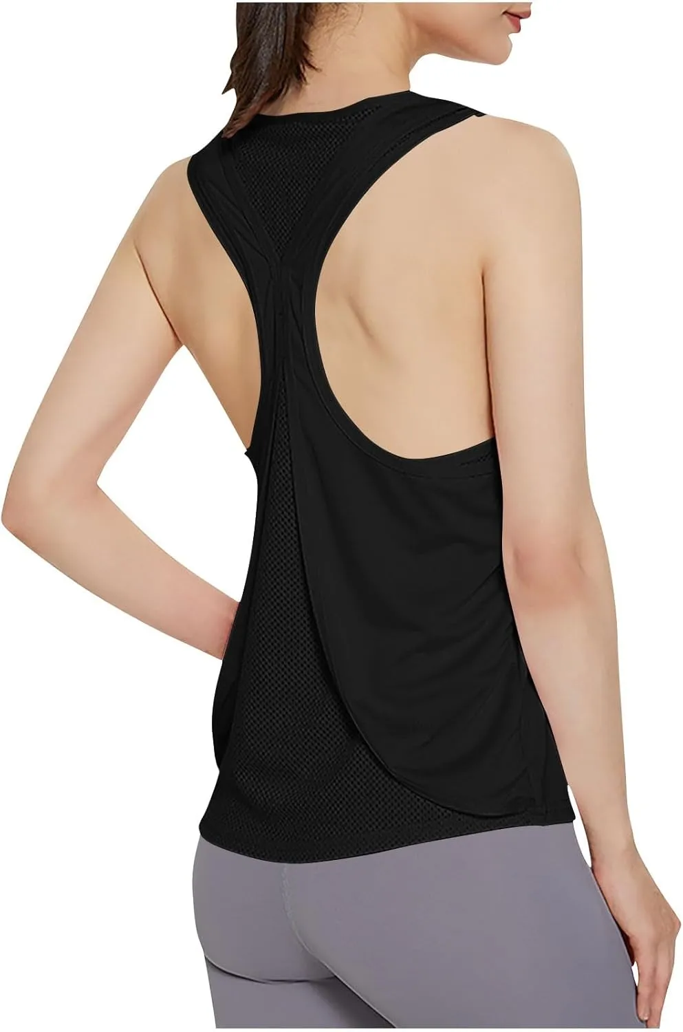 Women's Summer Sports Workout Tank Tops, Fashion Loose Comfy Racerback Sleeveless Breathable Yoga Shirts