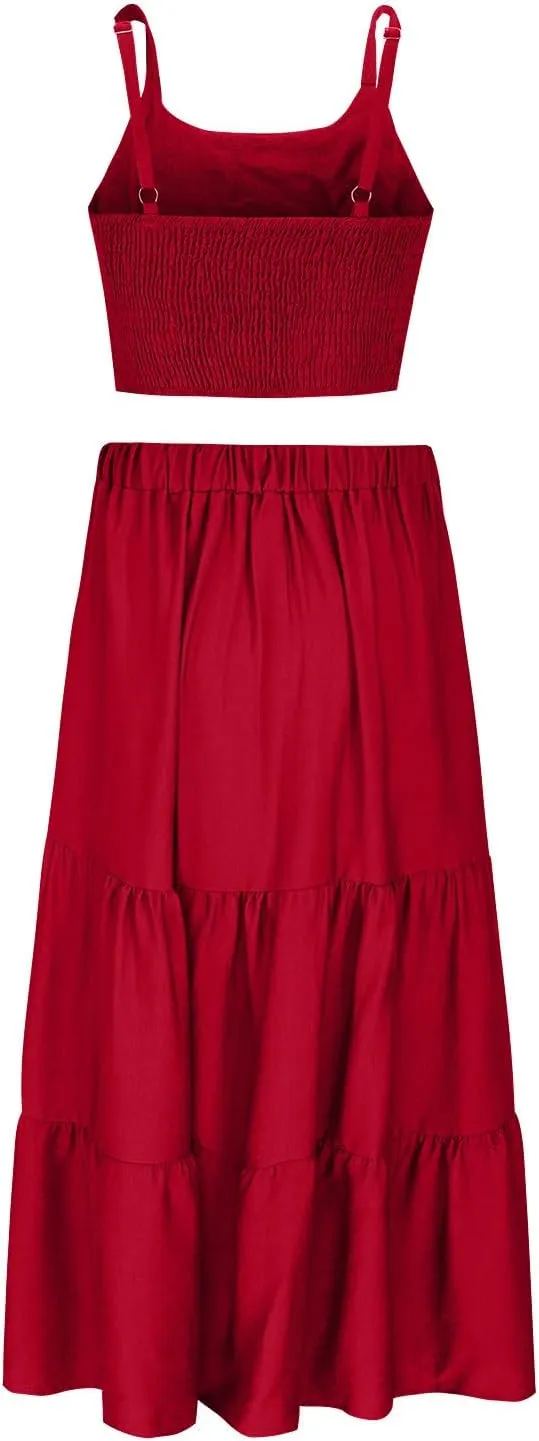 Womens Sundresses Sexy Hollow Waist A-Line Flowy Midi Dress Beach Vacation Summer Sleeveless Suspender Dresses