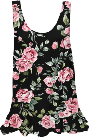 Womens Tank Tops Hawaiian Dressy Printed Casual Crew Neck Sleeveless Shirts 2025 Trendy Summer Beach Ruffled Tank Top