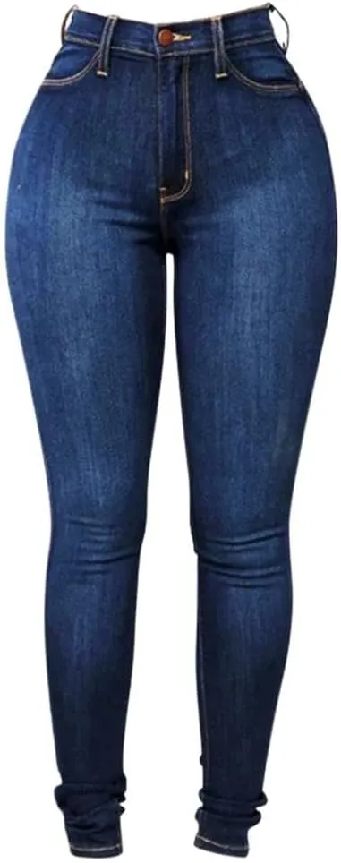 Womens Trendy Skinny Jeans High Waisted Stretch Mom Jeans Casual Dark Wash Denim Pencil Pants for Curvy Women