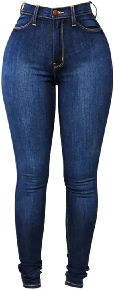 Womens Trendy Skinny Jeans High Waisted Stretch Mom Jeans Casual Dark Wash Denim Pencil Pants for Curvy Women