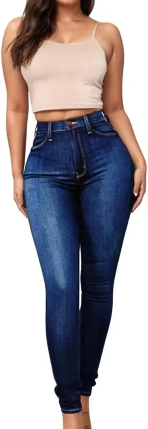 Womens Trendy Skinny Jeans High Waisted Stretch Mom Jeans Casual Dark Wash Denim Pencil Pants for Curvy Women