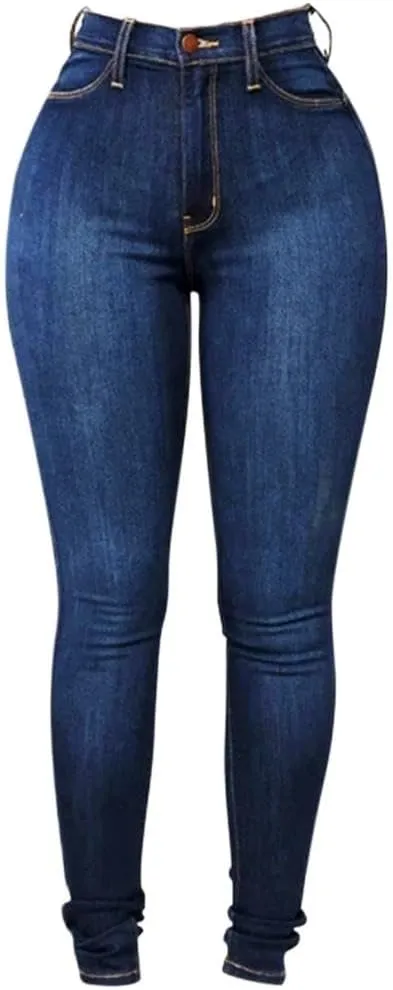 Womens Trendy Skinny Jeans High Waisted Stretch Mom Jeans Casual Dark Wash Denim Pencil Pants for Curvy Women