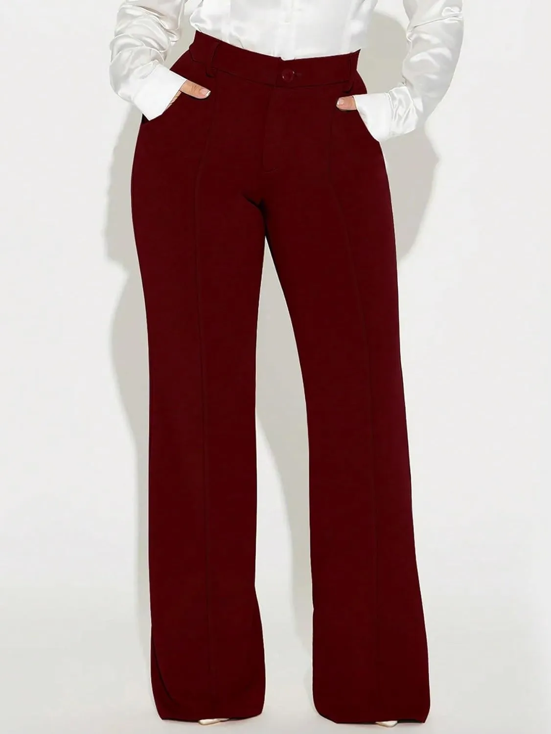 Women's Work Casual Pants Women Straight Leg Trousers Elegant Casual Pants for Business