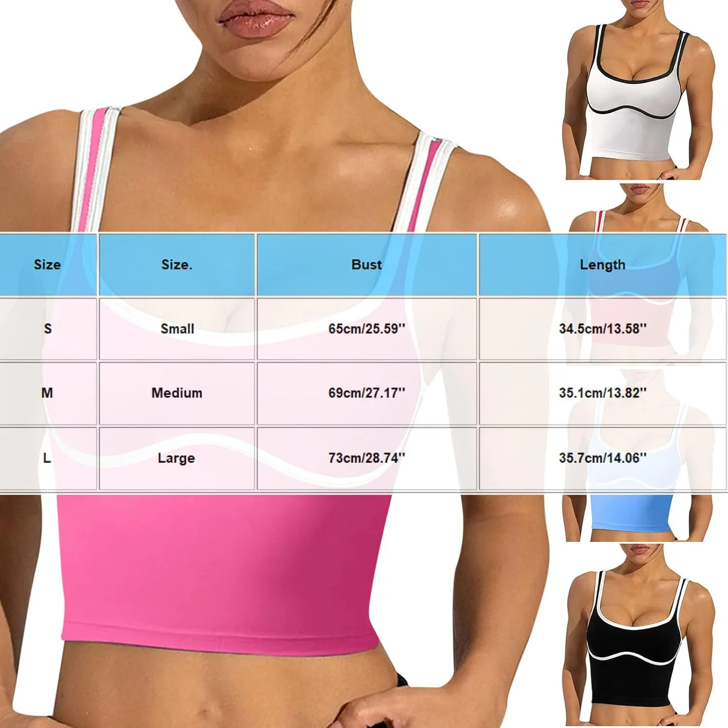 Womens Workout Tank Tops Square Neck Longline Sports Bras Support Spaghetti Strap Crop Yoga Top with Built in Bra