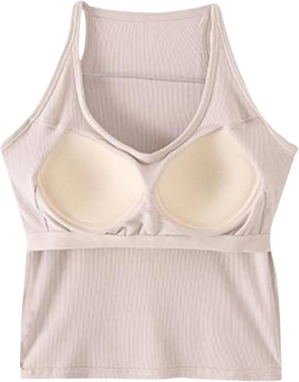 Workout Crop Tops for Women Longline Sports Bras Racerback Ribbed Tank Top with Built in Bra Yoga Athletic Shirts