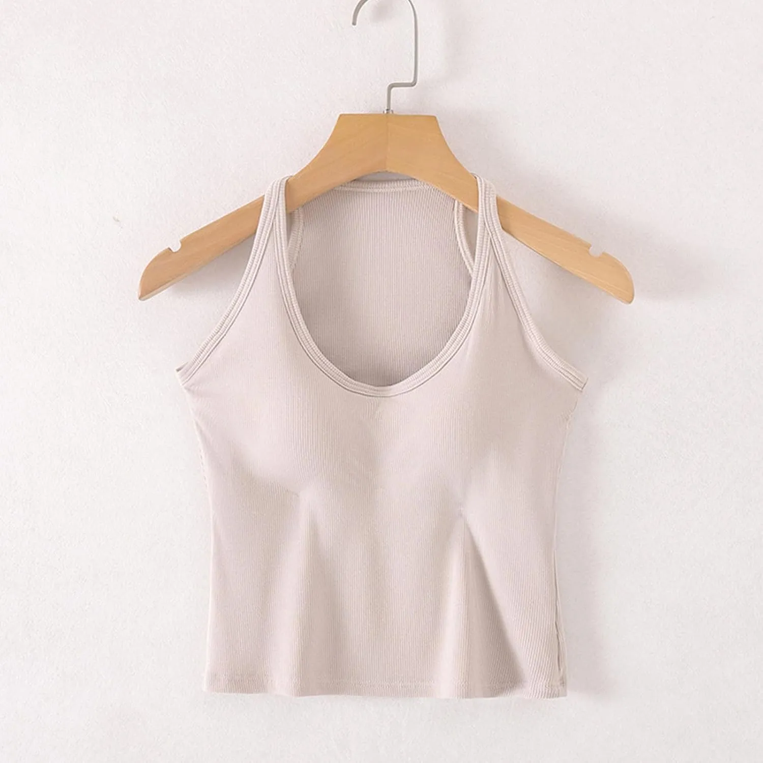Workout Crop Tops for Women Longline Sports Bras Racerback Ribbed Tank Top with Built in Bra Yoga Athletic Shirts