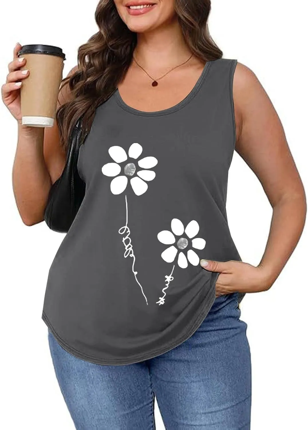 Workout Tops for Women Neck Short Sleeved 2D Printed Casual Loose and Versatile Vest Basic Racerback Slim Tops 2025