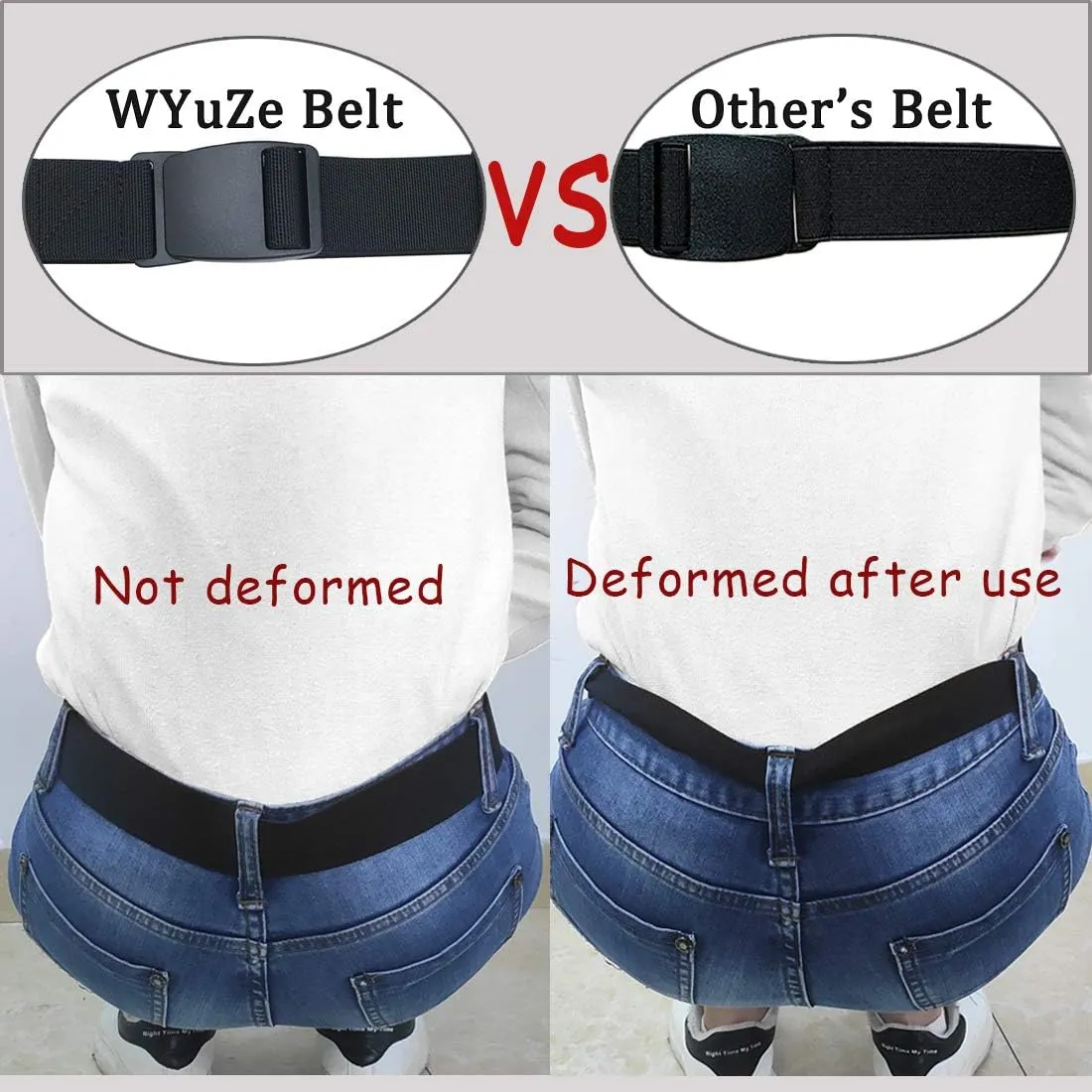 WYuZe Men's Military Tactical Web Belt, Casual Nylon Webbing with No Metal Buckle