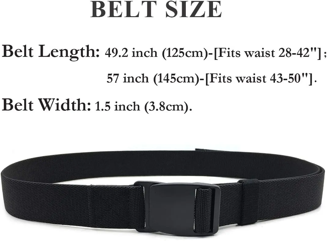 WYuZe Men's Military Tactical Web Belt, Casual Nylon Webbing with No Metal Buckle
