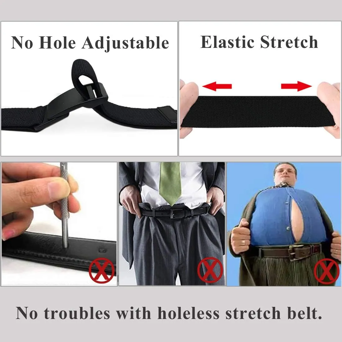 WYuZe Men's Military Tactical Web Belt, Casual Nylon Webbing with No Metal Buckle