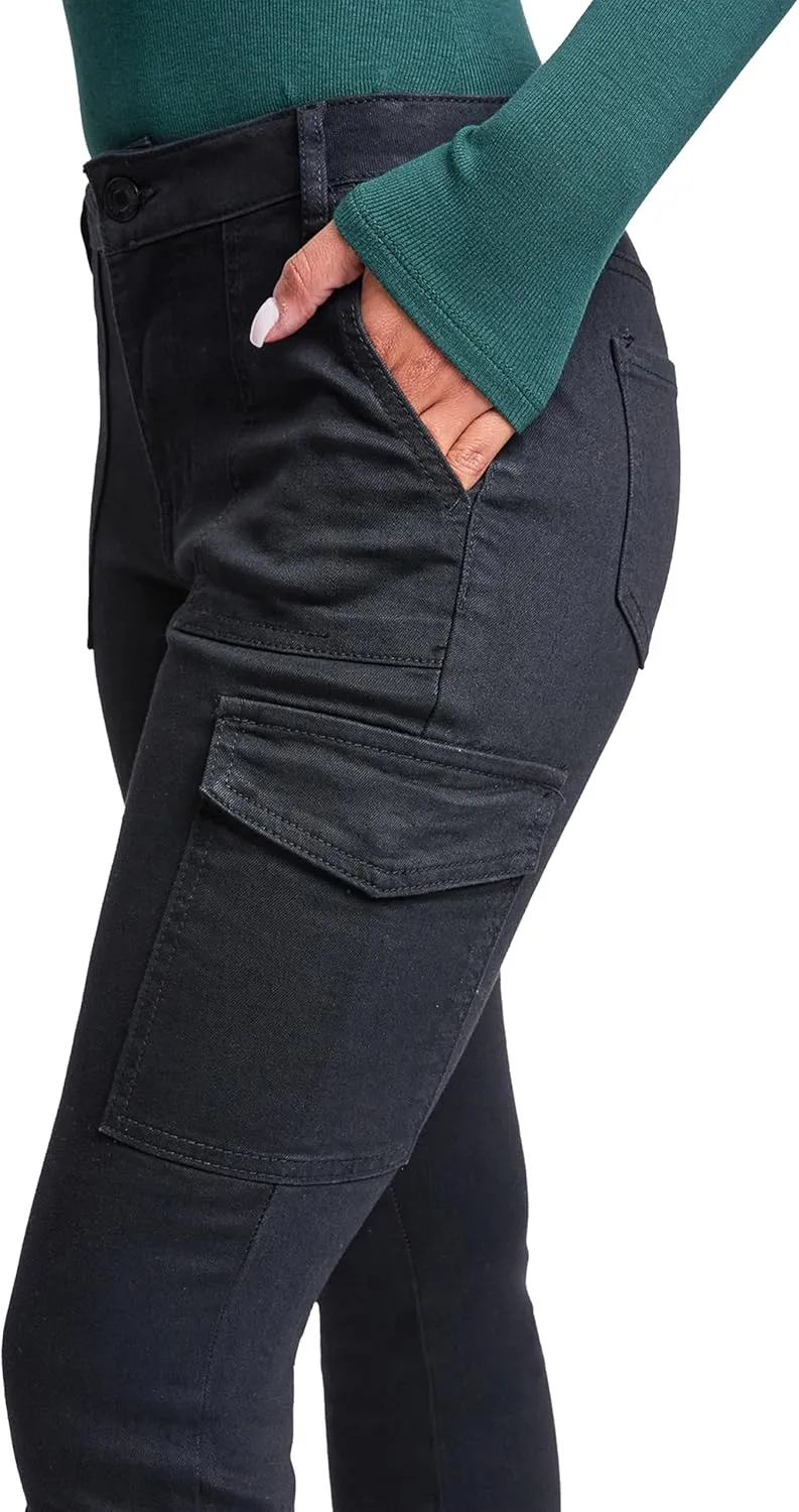 YMI Women's High Rise Skinny Cargo Jeans