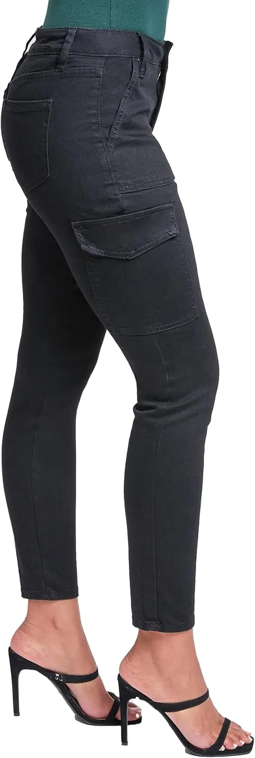 YMI Women's High Rise Skinny Cargo Jeans