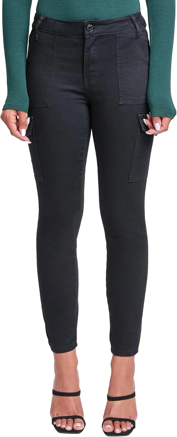 YMI Women's High Rise Skinny Cargo Jeans