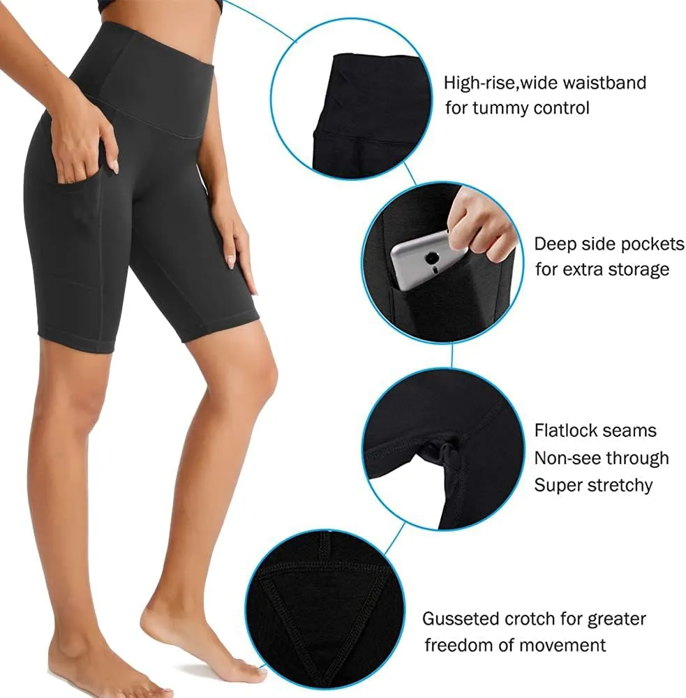 Yoga Shorts for Women High Waist Biker Shorts with Pockets Workout Athletic Running Short