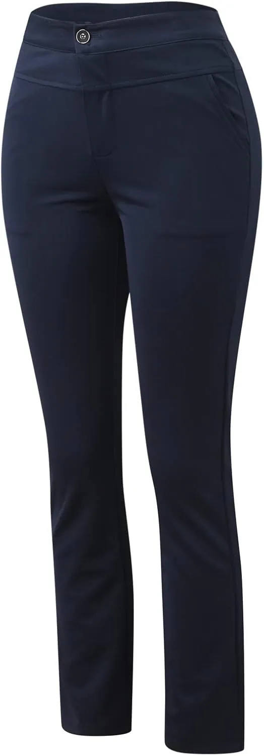 YOLAI Women Stretchy Work Business Pants Casual Straight Leg Trousers High Waist Casual Micro Flare Pants