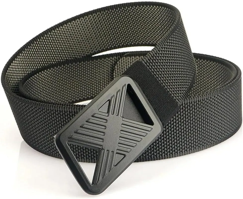YTR6TW Men Tactical Belts Nylon Elastic Casual Belt Jeans Waistband Outdoor Travel Adjustable Metal Buckle Belts