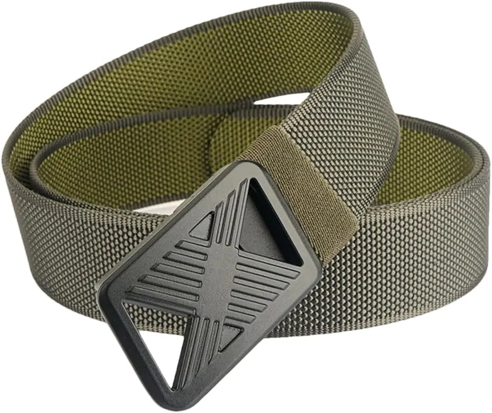 YTR6TW Men Tactical Belts Nylon Elastic Casual Belt Jeans Waistband Outdoor Travel Adjustable Metal Buckle Belts