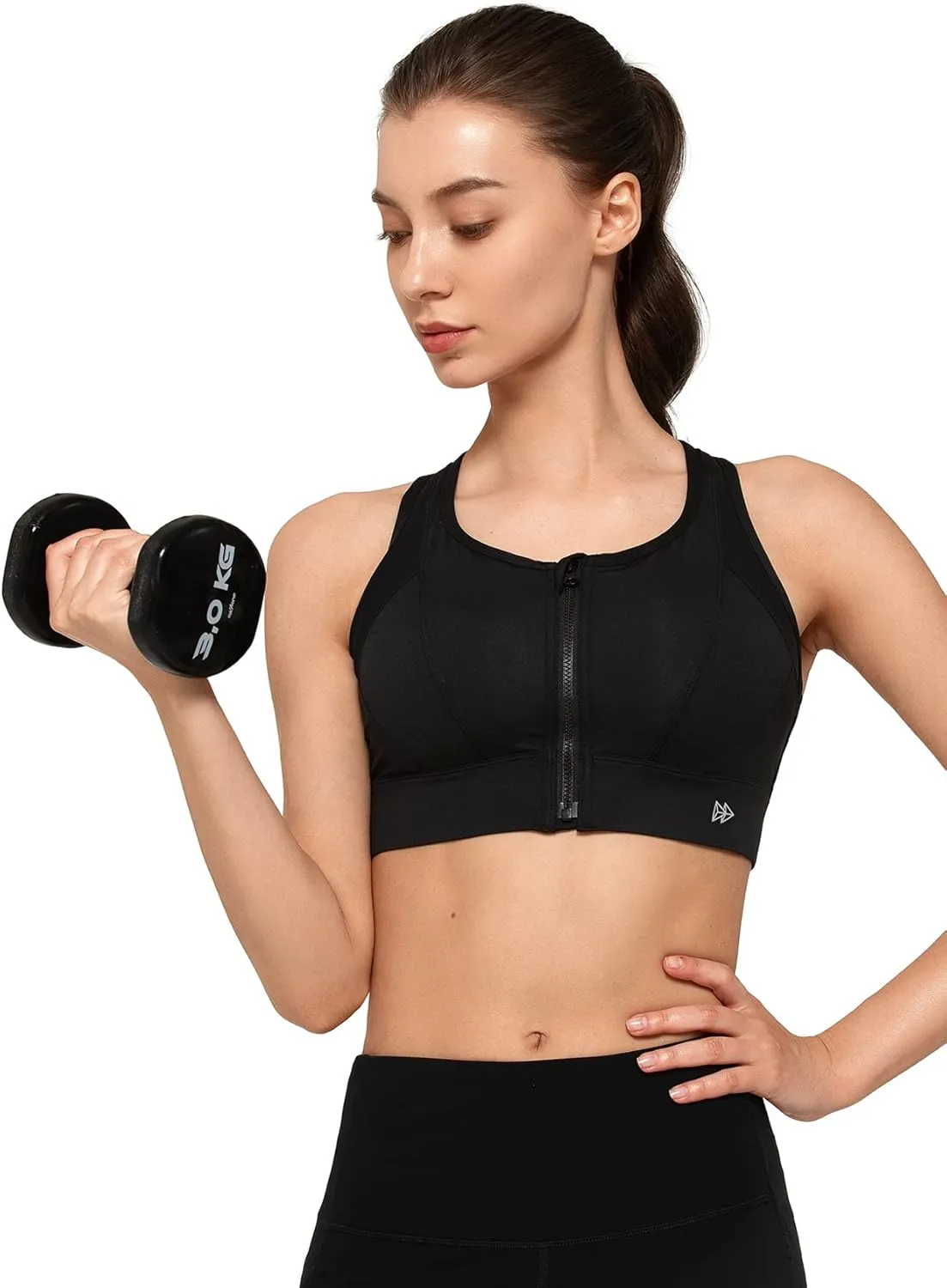 Yvette High Impact Zip Front Sports Bra Mesh Racerback Workout High Support Sports Bras for Women Large Breasts
