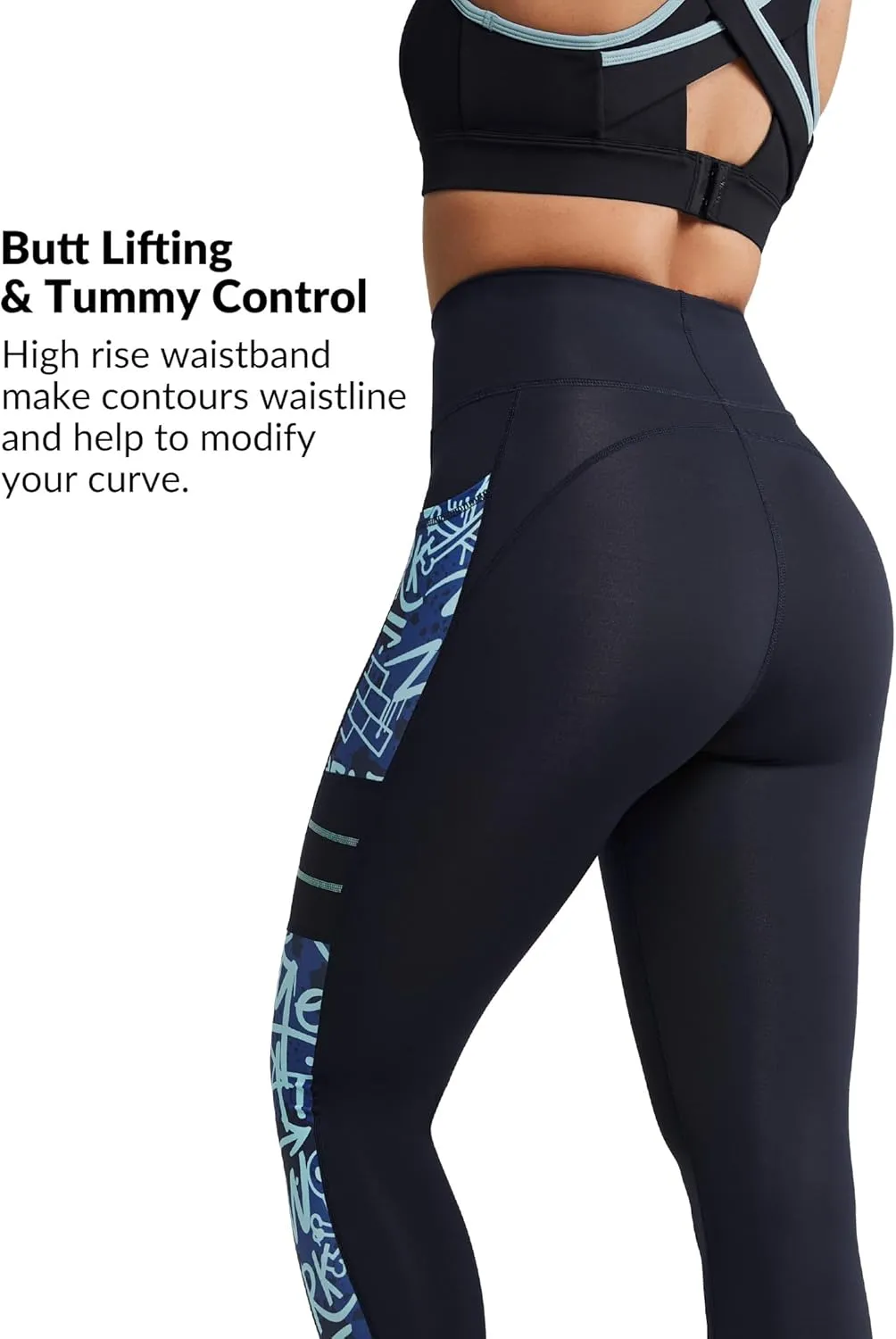 Yvette Printed Workout Leggings for Women High Waisted Yoga Pants with 2 Pockets Non See-Through Tummy Control