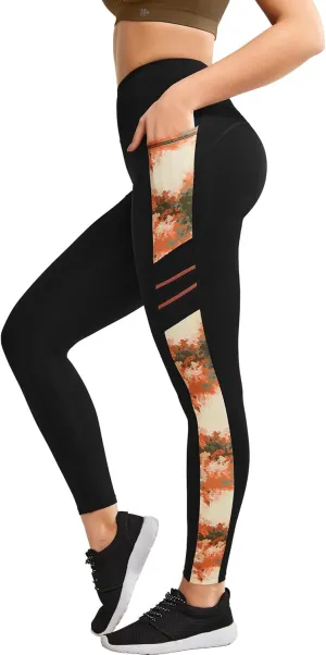 Yvette Printed Workout Leggings for Women High Waisted Yoga Pants with 2 Pockets Non See-Through Tummy Control