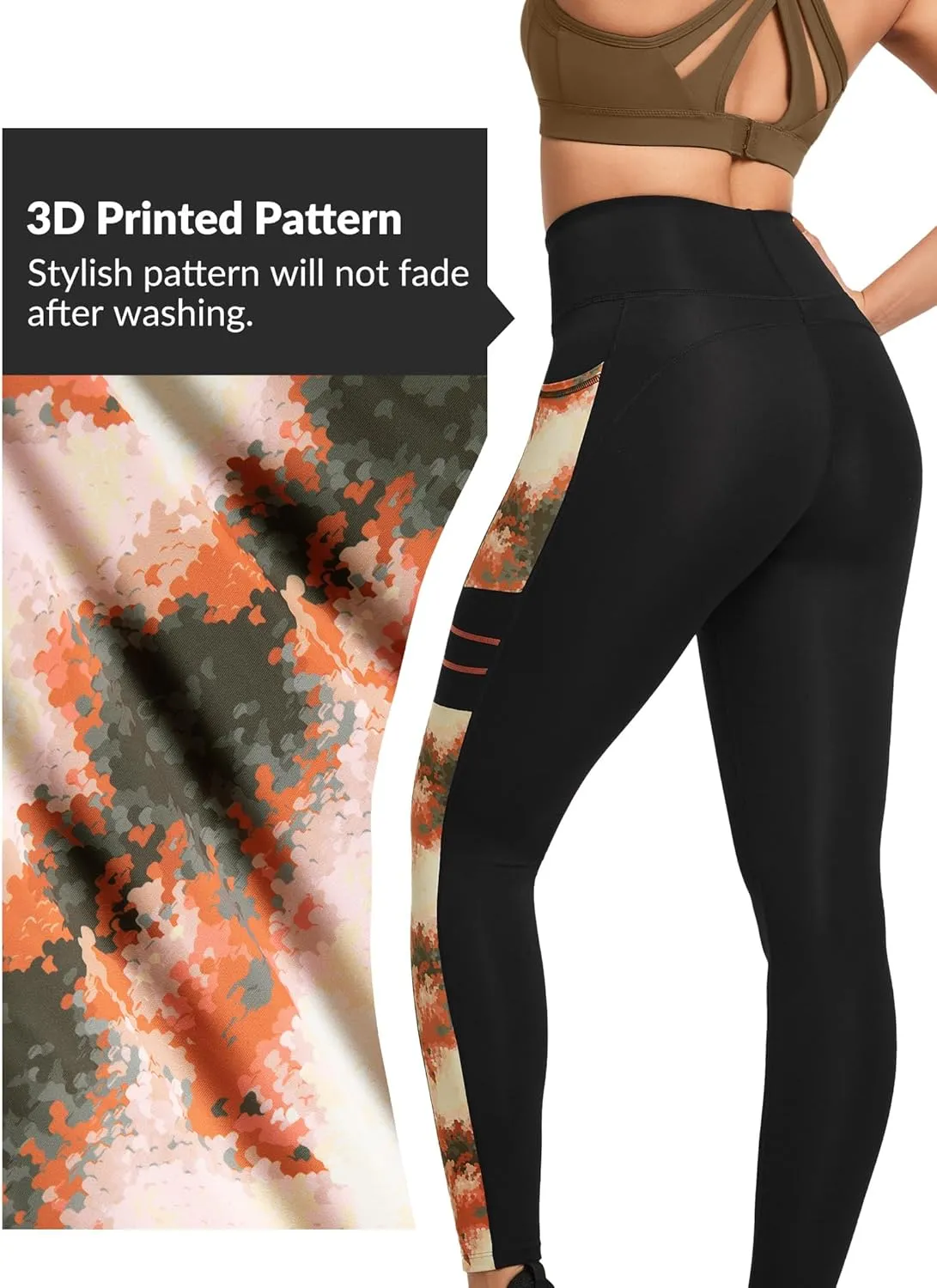 Yvette Printed Workout Leggings for Women High Waisted Yoga Pants with 2 Pockets Non See-Through Tummy Control