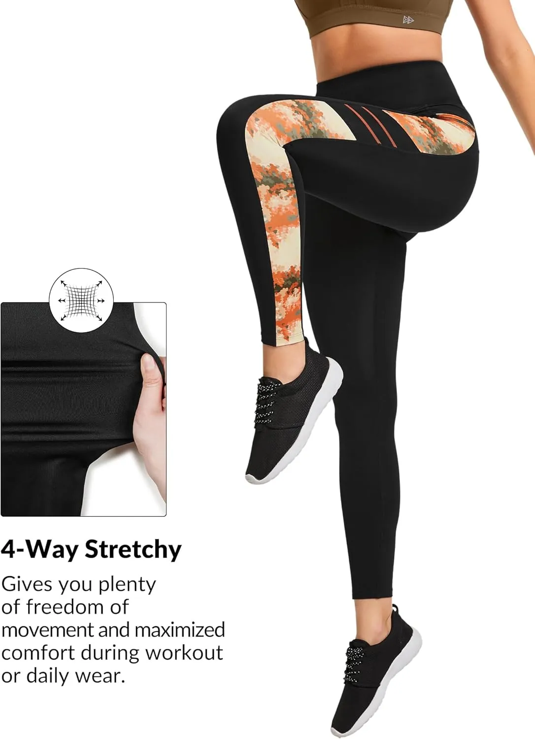 Yvette Printed Workout Leggings for Women High Waisted Yoga Pants with 2 Pockets Non See-Through Tummy Control